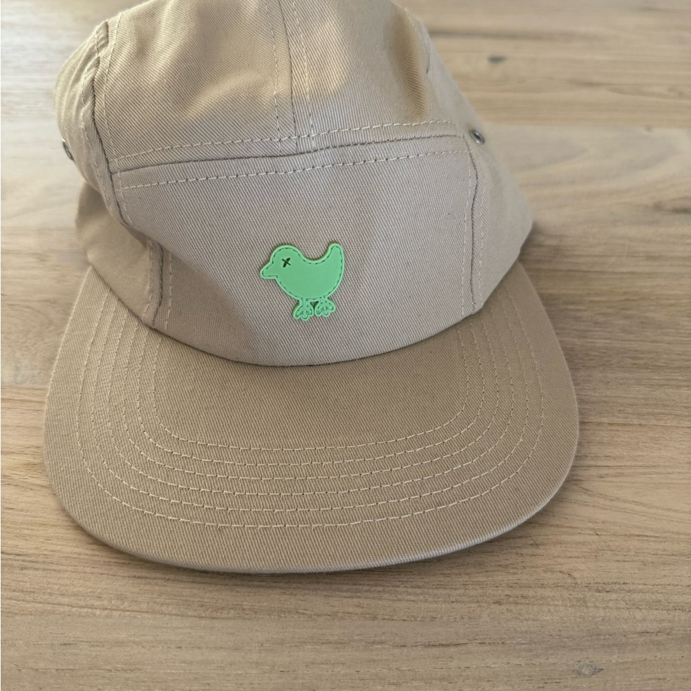 Bad Birdie Tan Hat with Green Logo